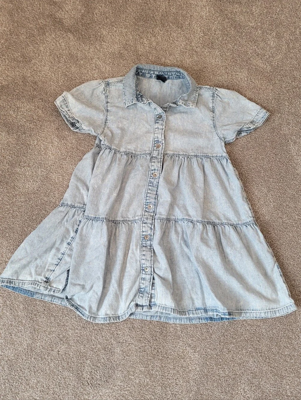 Gap Kids Light Wash Denim Button-Front Babydoll Dress Size Small